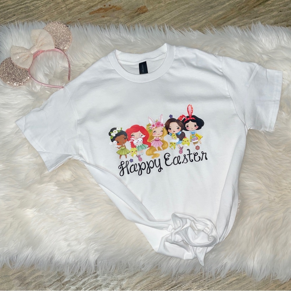 Disney Princess White Happy Easter Graphic T-Shirt